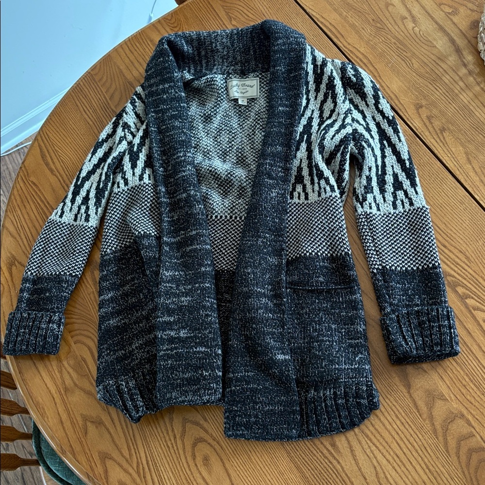 Lucky Brand Black and White Geometric Cardigan